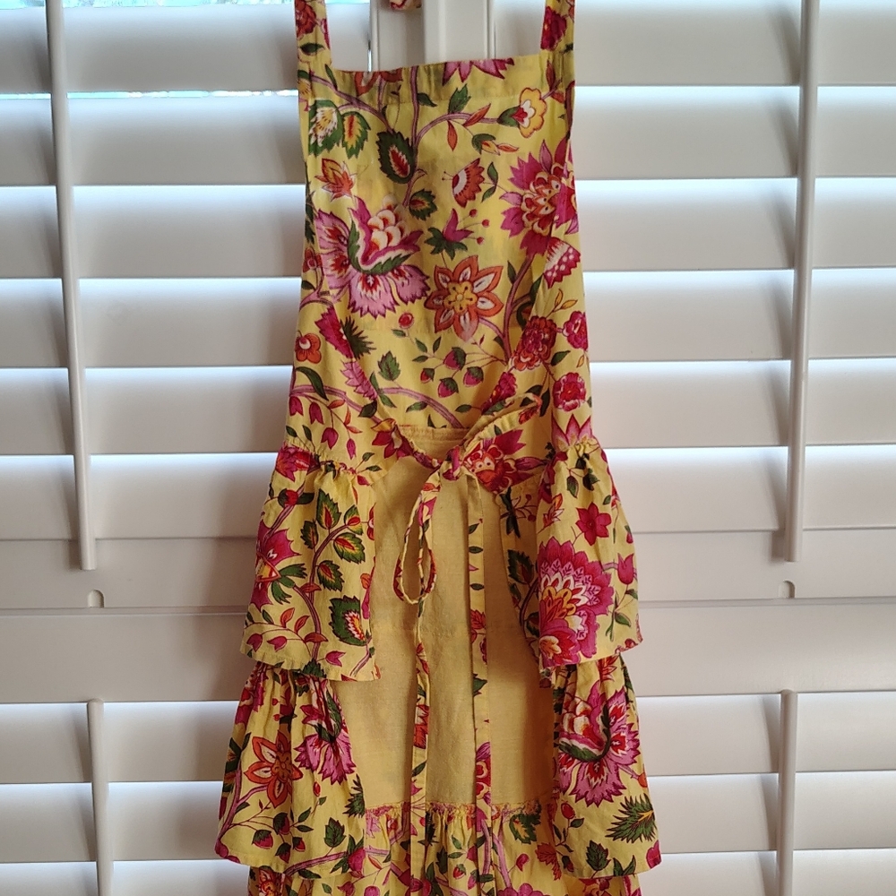 April Cornell Country French Floral Ruffle Tiered Cotton CottageCore Apron EUC - Picture 5 of 8